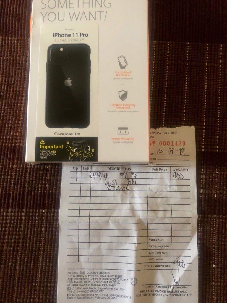 iPhone 11 Pro Spigen Case (Ultra Hybrid Black) (Category: iPhone 11 Series) located in Makati City. Submitted by afterfiveph (Listing ID 258673293, Image 2). Description: Brand New iPhone 11 Pro Spigen Case Ultra Hybrid Black Price: P750 w/free shipping Original Price: P900 RFS: Accidentally bought 2 .