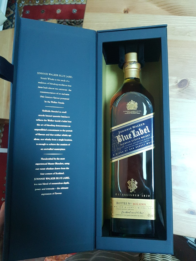 1L Johnnie Walker Blue Label Whisky, Food & Drinks, Alcoholic Beverages