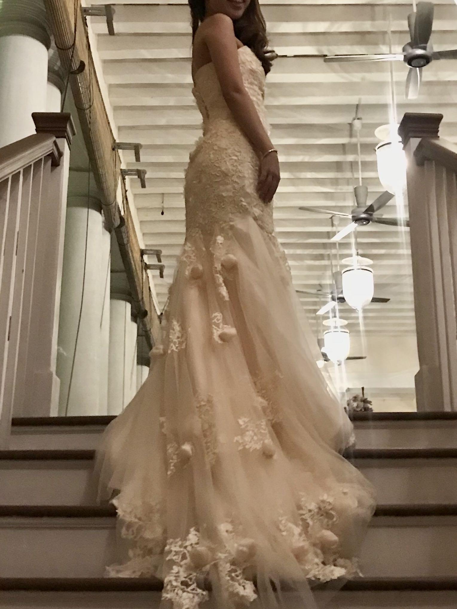 champagne colored mermaid dress