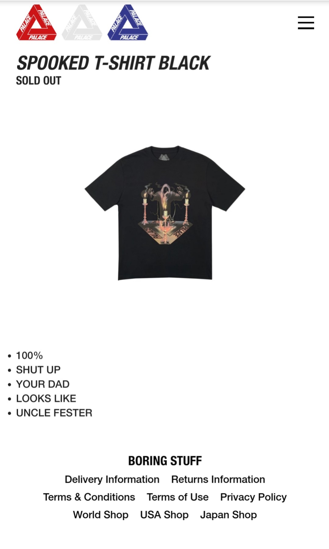 Palace hotsell spooked tee