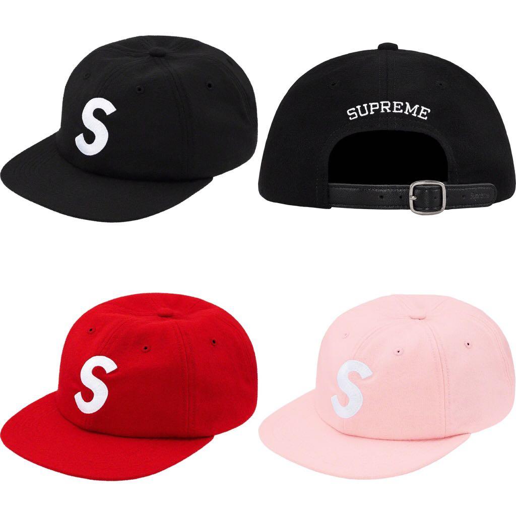 black supreme hat red logo