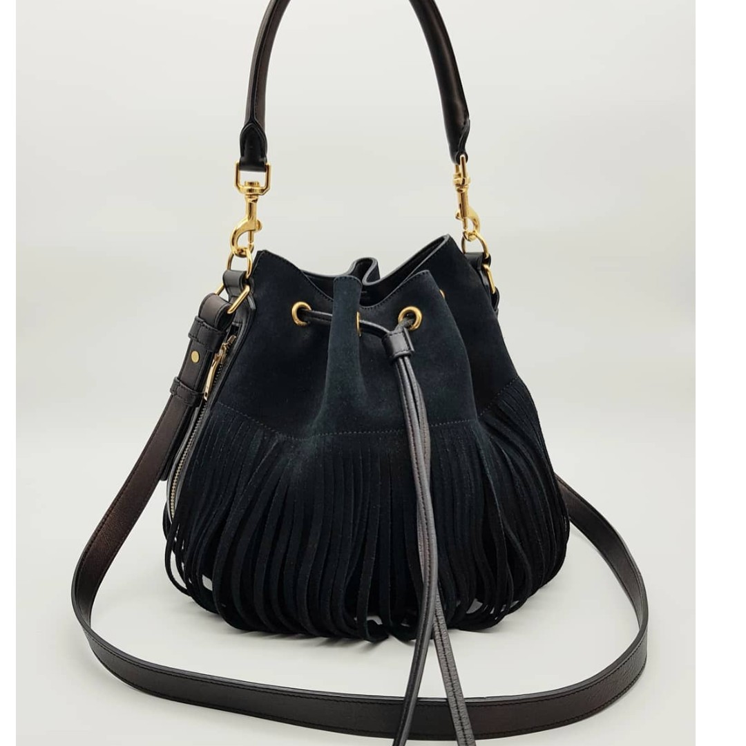 Saint laurent emmanuelle fringed bucket bag sale