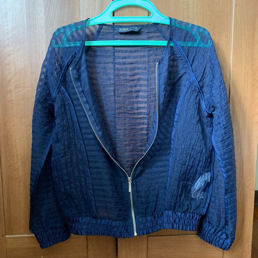 Zara Sheer Navy Blue Jacket, Women's Fashion, Coats, Jackets and