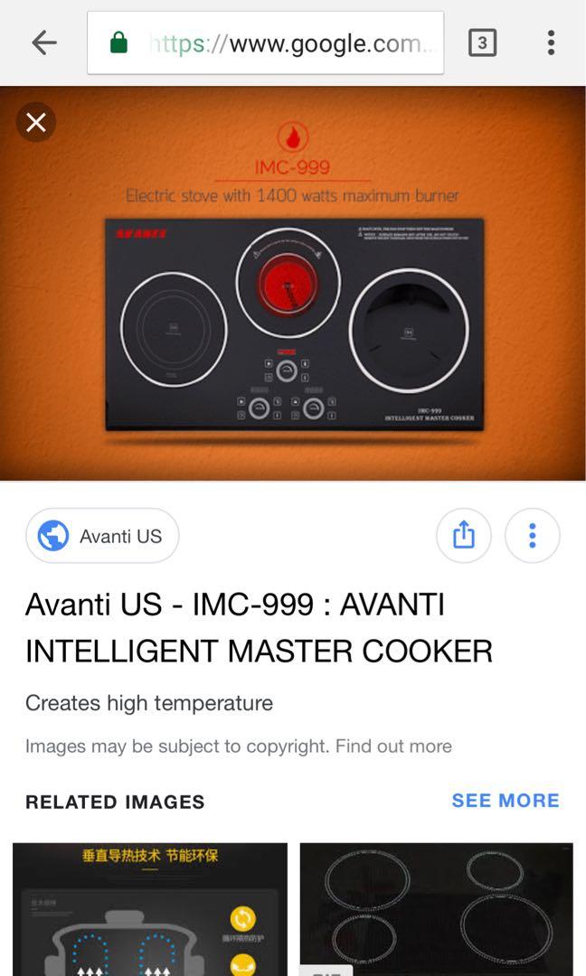 Avanti induction cooker for sale, Furniture & Home Living, Kitchenware