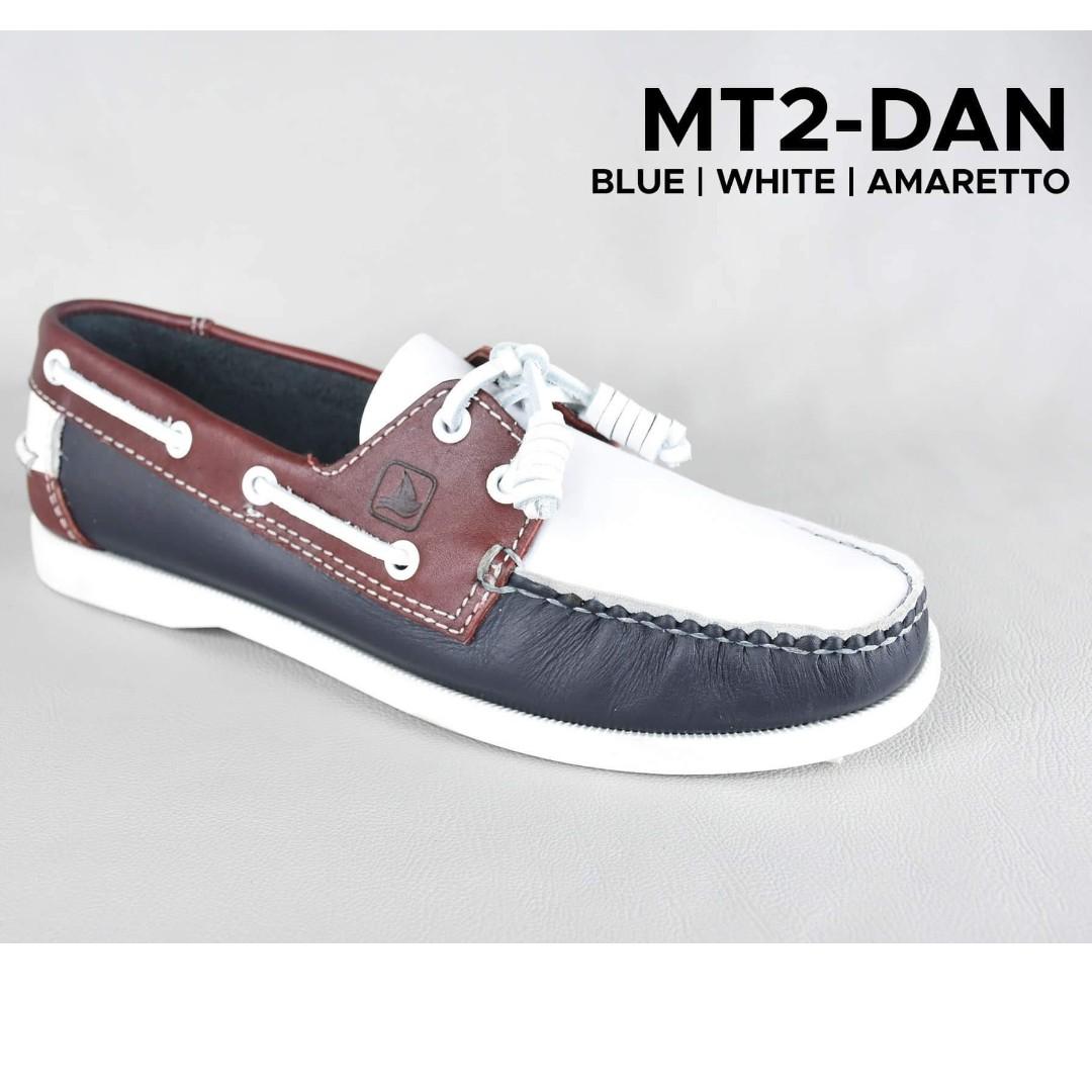blue and white boat shoes