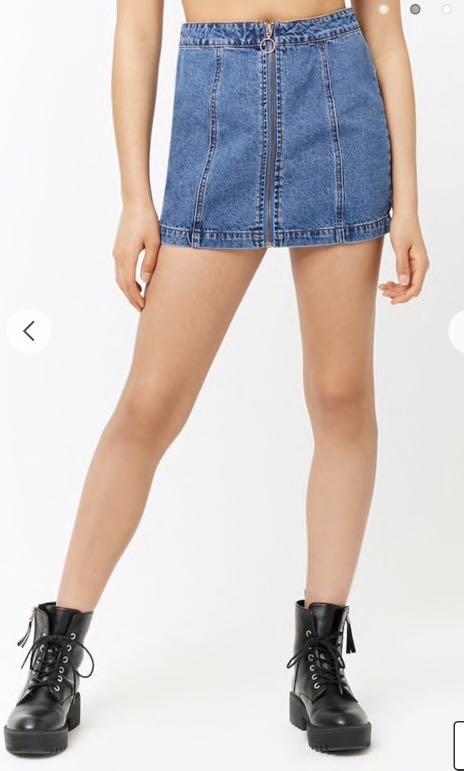 Jean skirt zipper in front hot sale