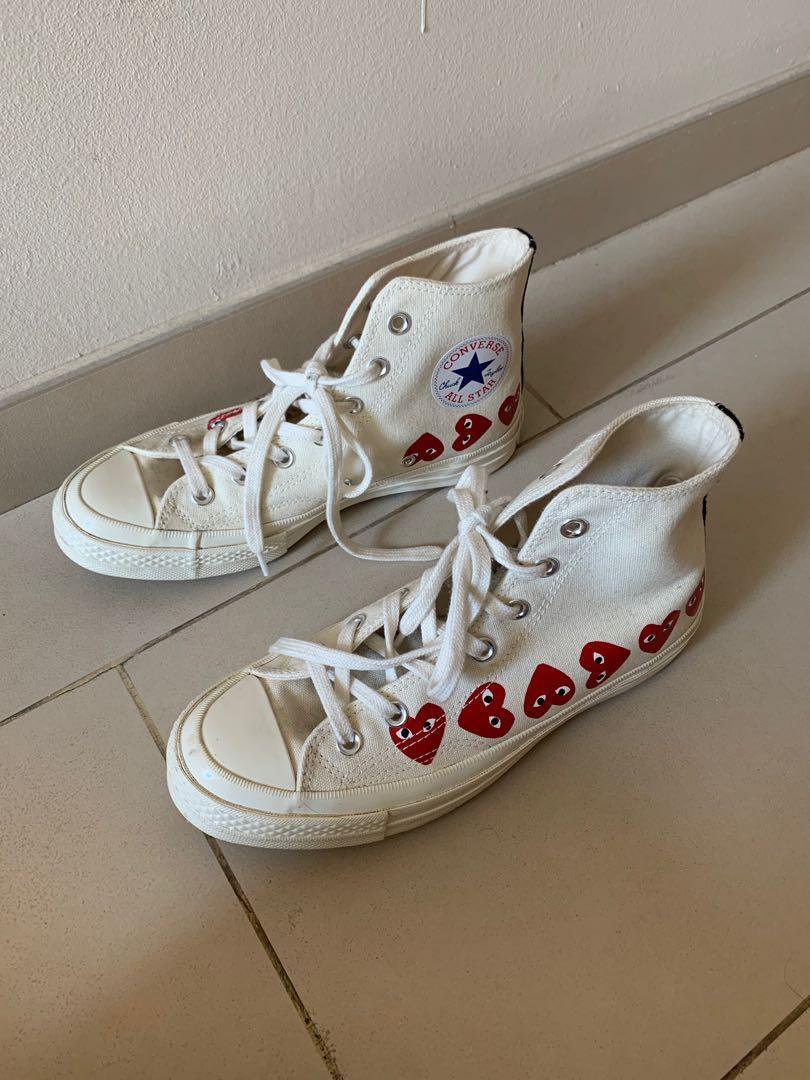 White converse high tops heart on sale