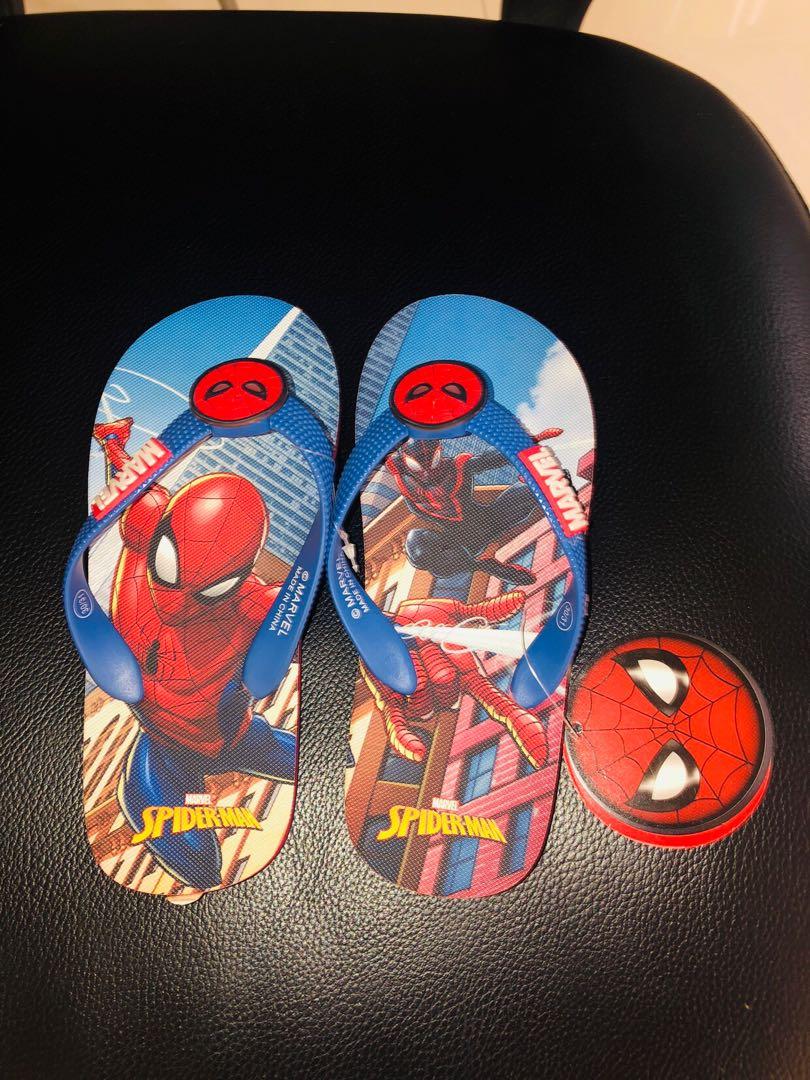 Marvel Boys Spiderman Light Up Flashing Slippers Kids Slip On Mules Childrens House Shoes