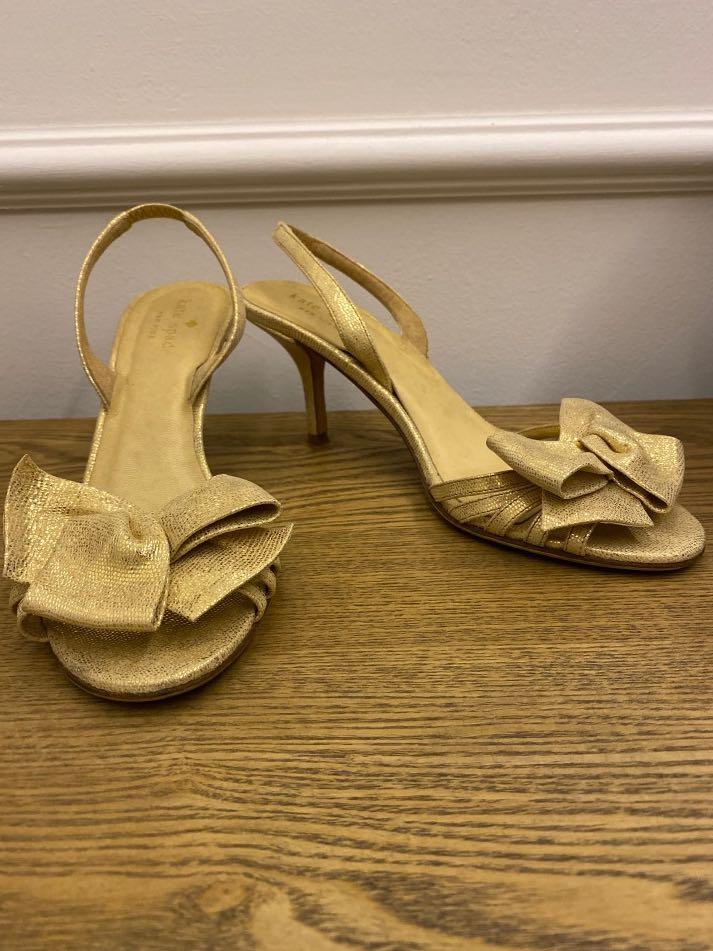gold bow heels