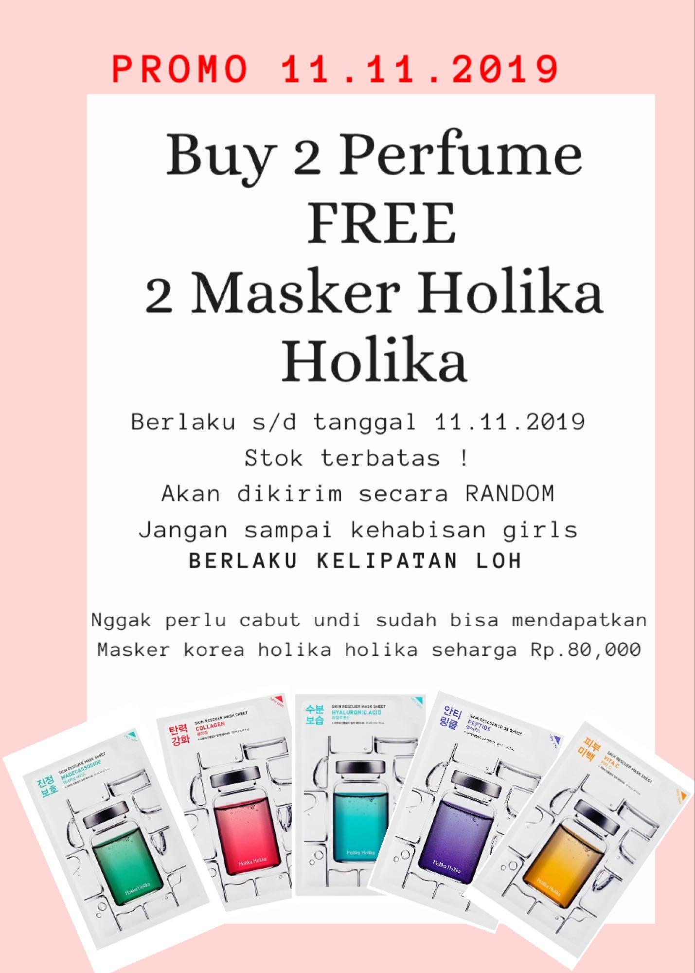 Promo 11 11 Buy 2 Perfume Free 2 Holika Holika Mask Kesehatan Kecantikan Parfum Kuku Lainnya Di Carousell