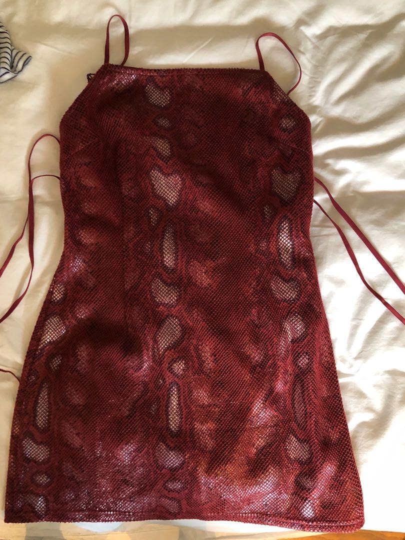red snakeskin dress