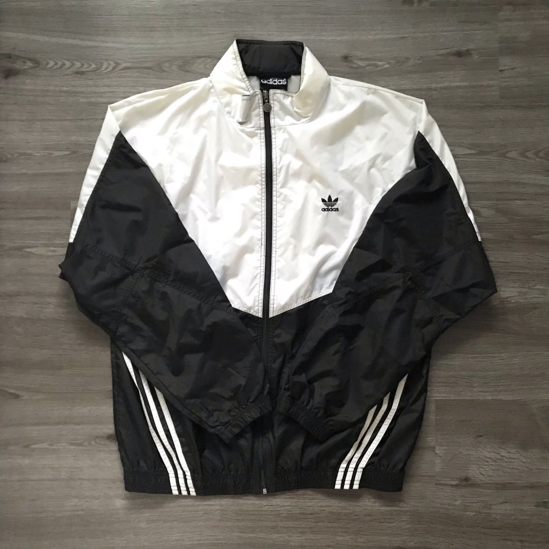 adidas black and white windbreaker jacket