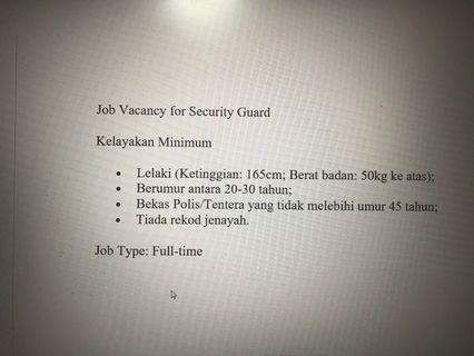 Job vacancies for Security Guard