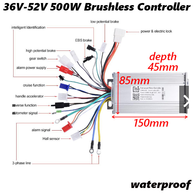 500W Brushless Speed Controller Electric Bicycle Scooter Bike Ebike