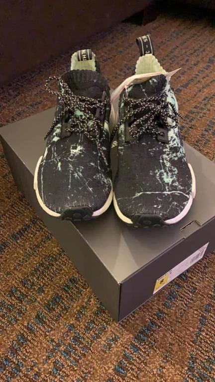 adidas gazelle silver green womens ADIDAS NMD R1 PK Size 12.5 Black Green Splattered Nylon Lace Up Sneakers