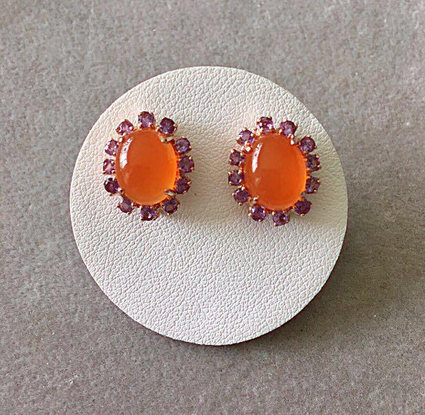 Sale Orange Carnelian With Amethyst Earrings Luxury Accessories Others On Carousell