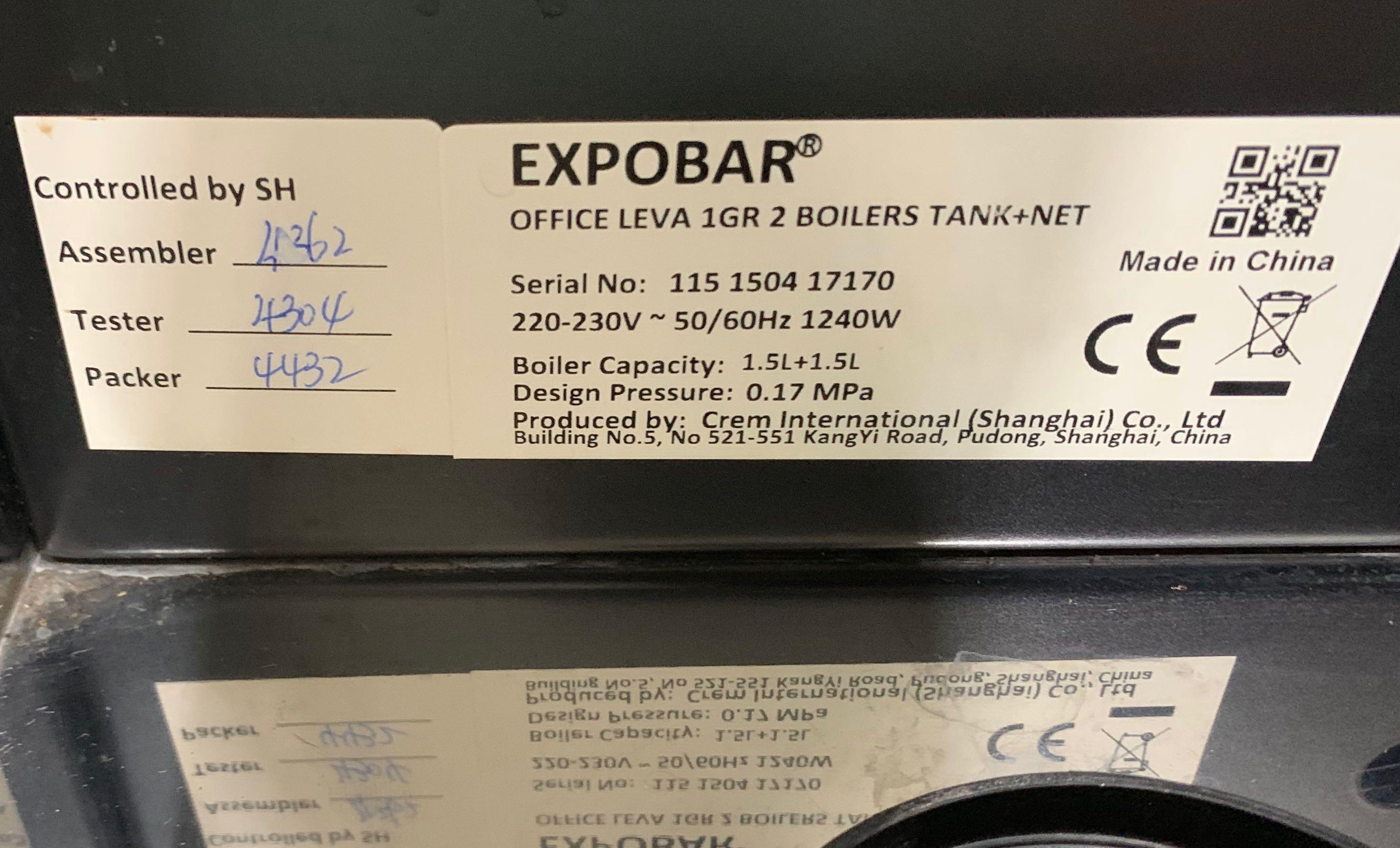 Expobar Double Boiler Espresso Machine with PID, Home Appliances