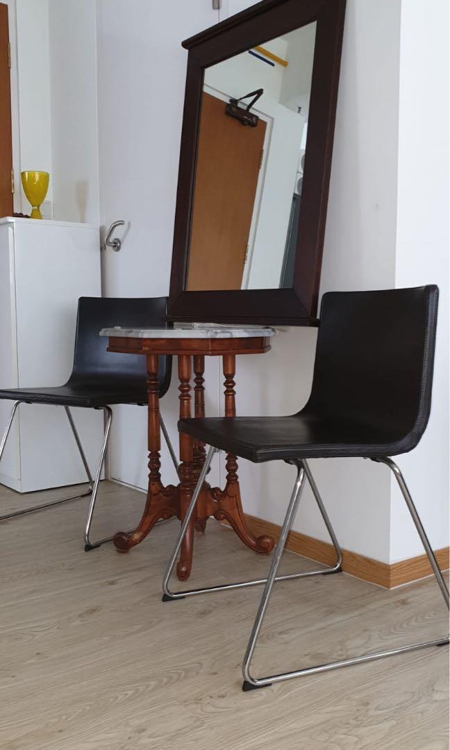 Ikea Bernhard Chrome Plated Leather Chair Furniture Tables Chairs On Carousell