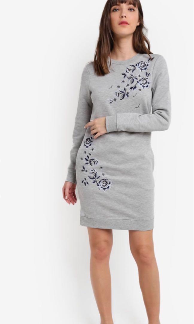 Embroidered sweater dress clearance