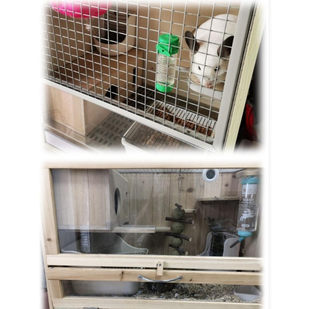 Pet Chinchilla Rabbit Bunny small airconditioner wooden hut house