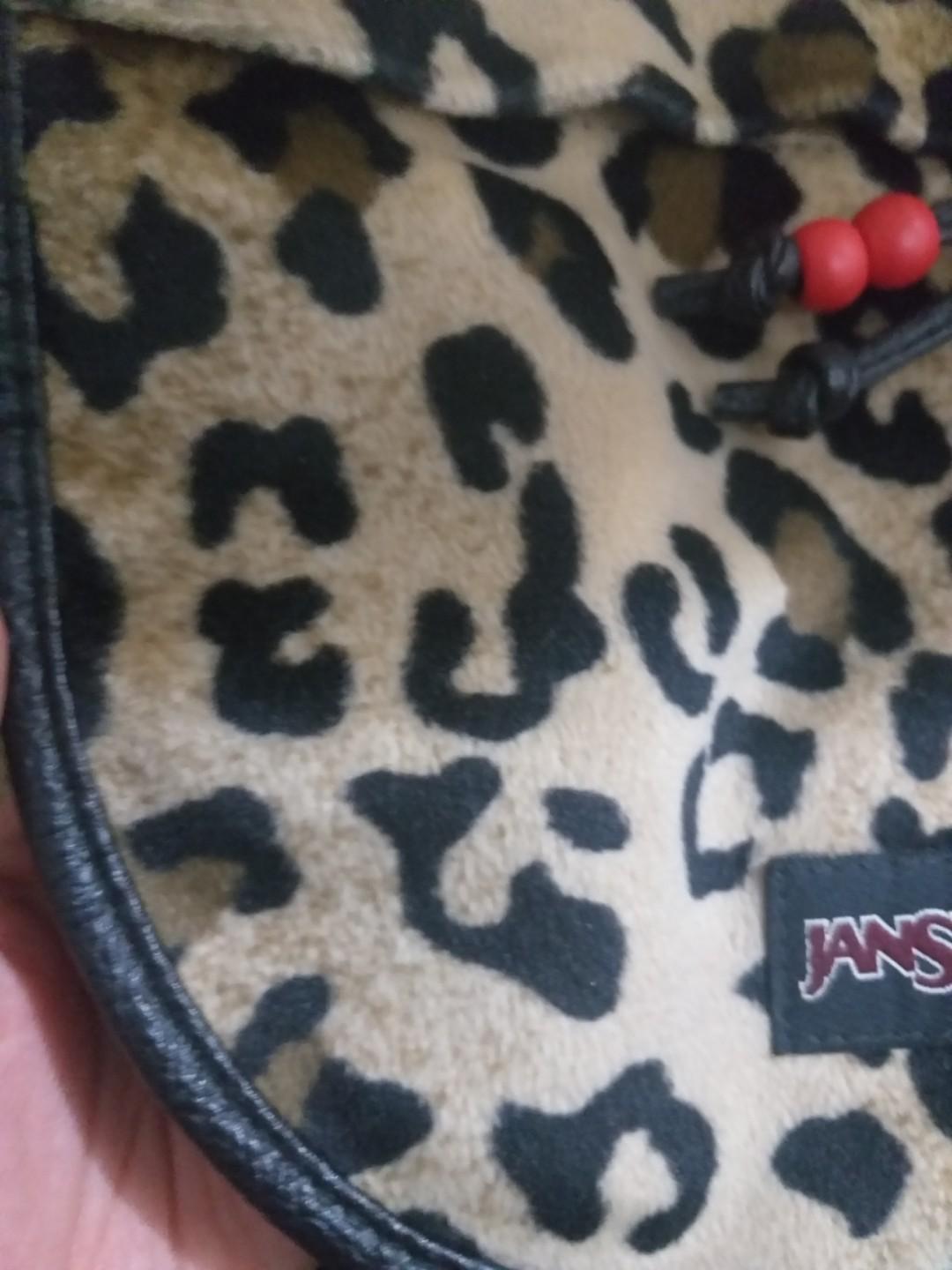 Rare Jansport authentic felt leopard backpack (Category: Backpacks) located in Manila. Submitted by books143 (Listing ID 259079005, Image 3). Description: Super rare had to track this abroad. Great felt and leather. Bought originally for 7k. selling low bcos of some frayed edges in strap (<1/4 of the strap width) seen in last 2 pics.