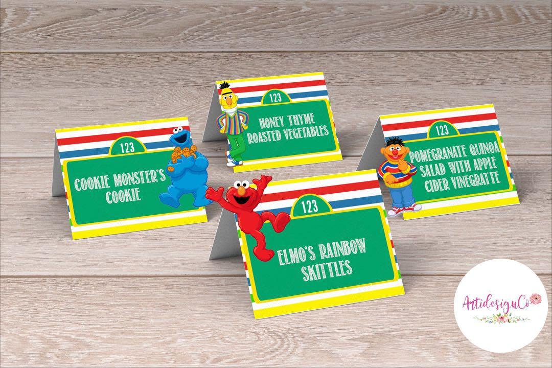 Birthday Party Decoration Sesame Street Food Tent Cards ...