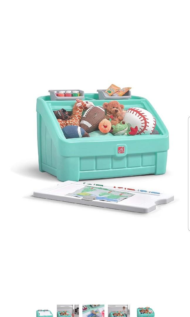 Step2 2in1 Toy Box & Art Lid, Mint Toy Storage Chest Box Trunk Container, Toys & Games, Others