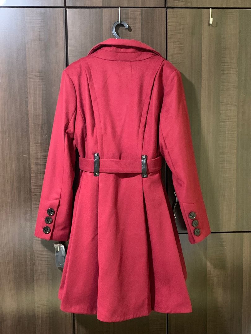 Steve Madden Pea Coat in Berry Red Women s Fashion Coats