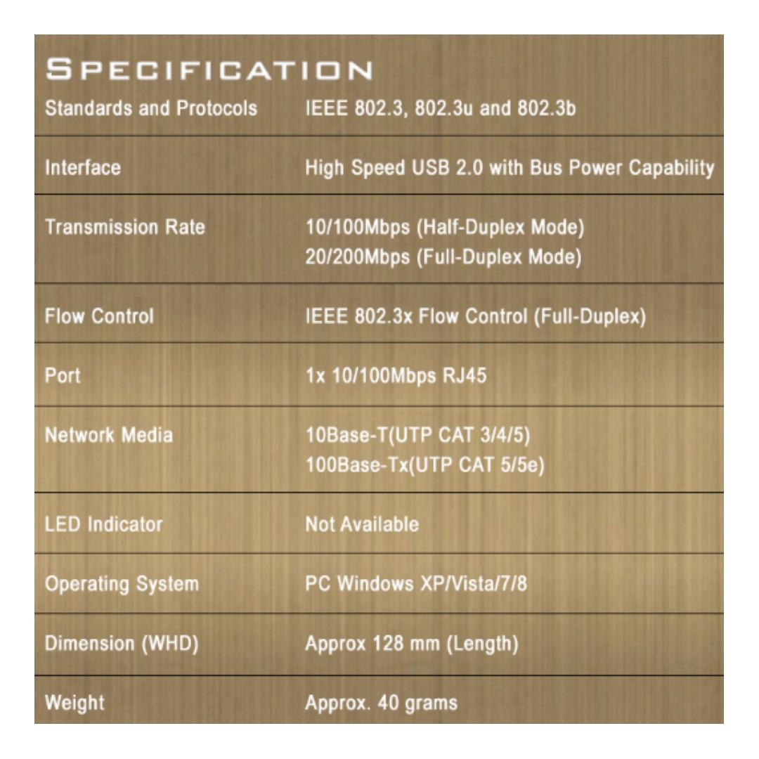 TPLink HLF1081A USB 2.0 Lan Adapter, Computers & Tech, Parts