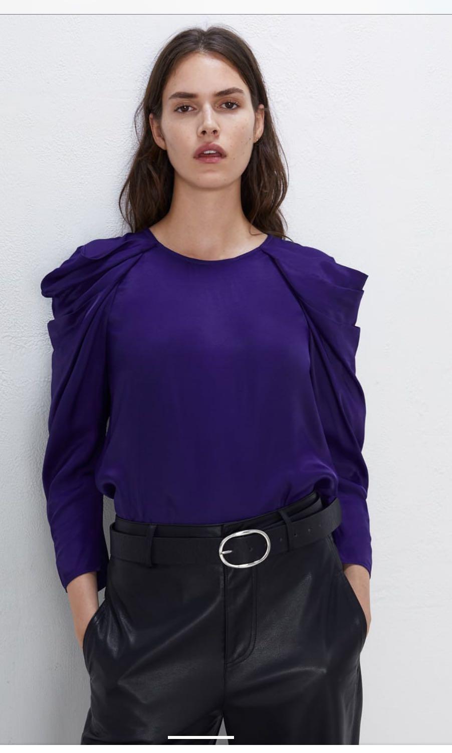 zara glossy blouse