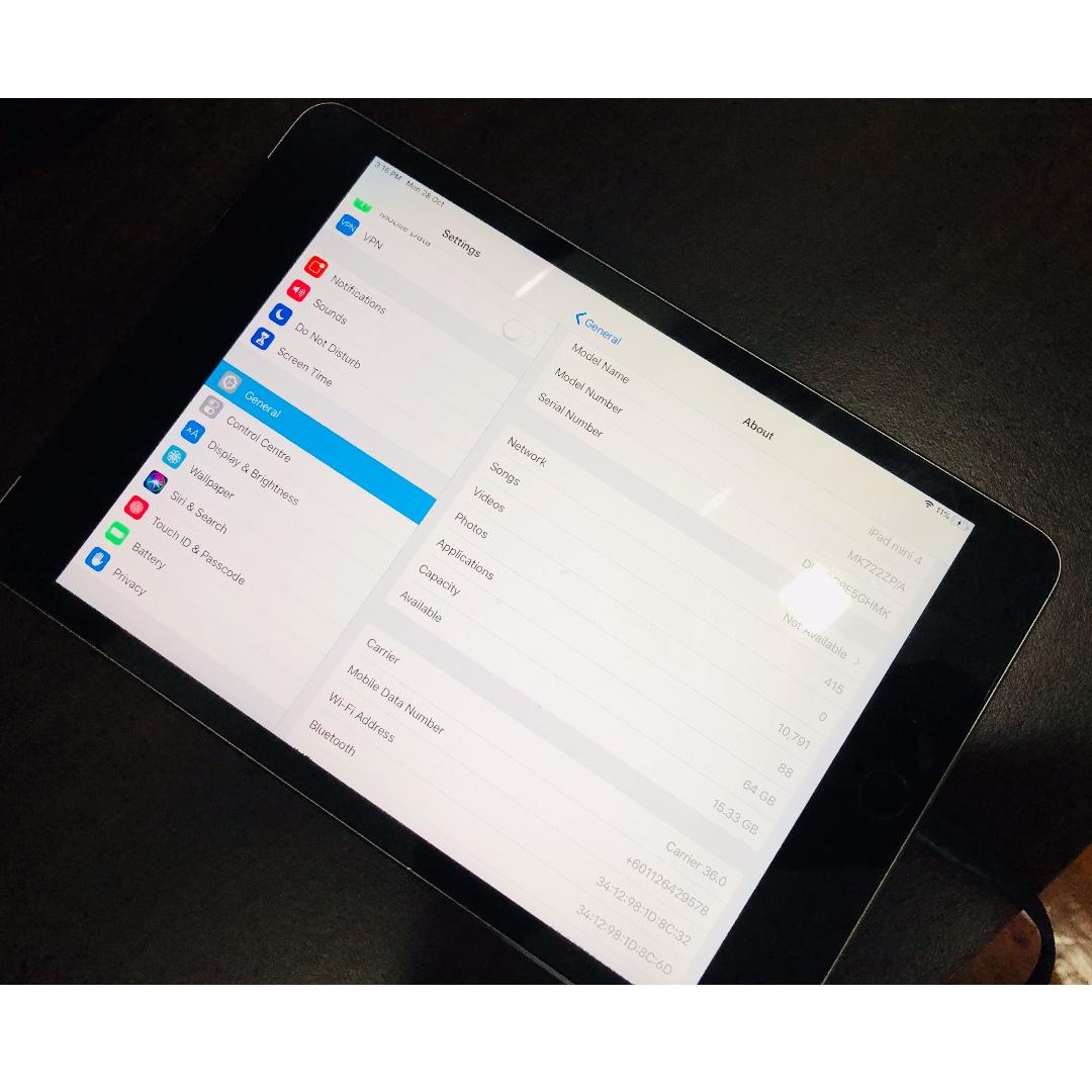 Apple Ipad Mini 4 Wifi 64gb Silver Grey Mobile Phones Tablets Tablets On Carousell