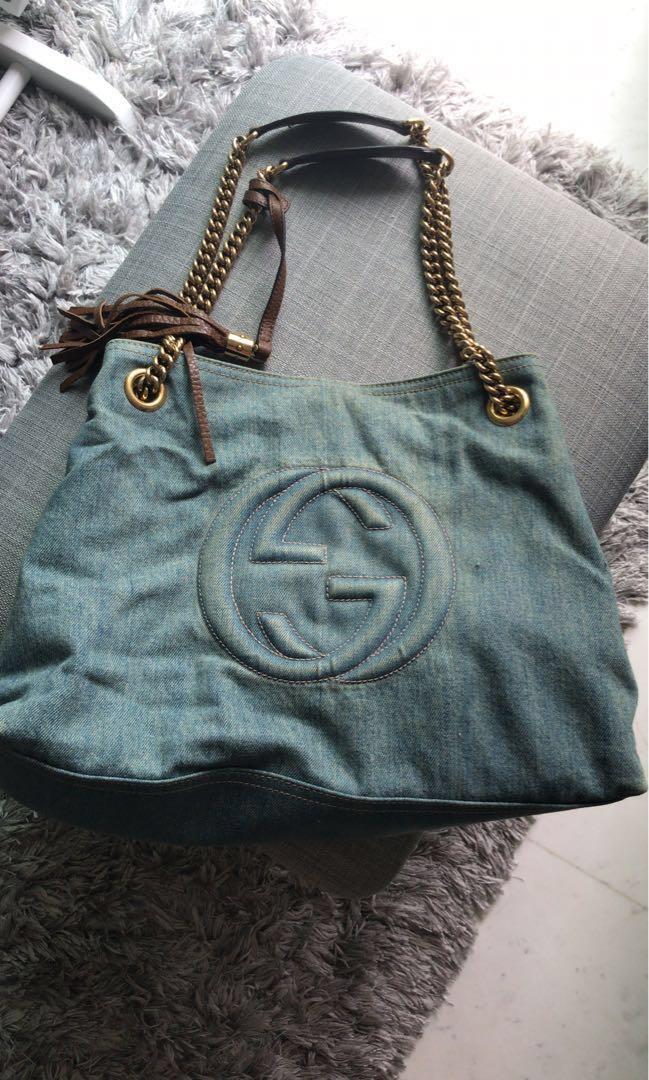 Authentic Gucci denim soho bag 