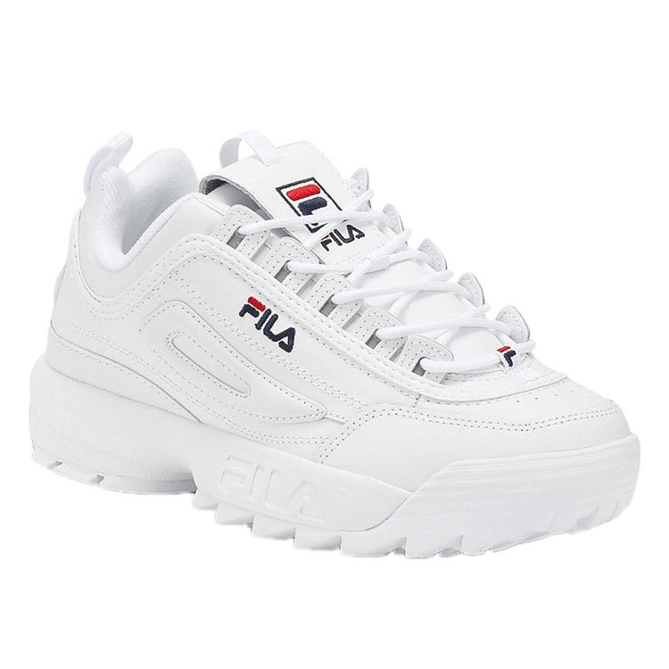 fila disruptor trainers in white