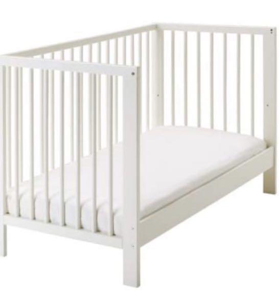 IKEA GULLIVER Cot with Mattress, white 60x120 cm, Furniture & Home