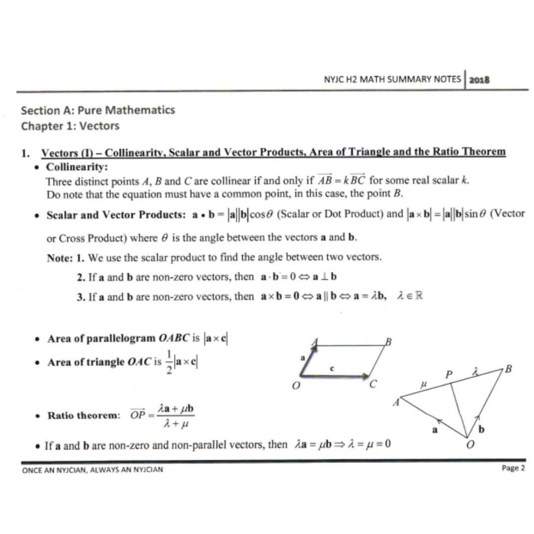 Jc H2 A Levels Math School Notes Nyjc Soft Copy Books