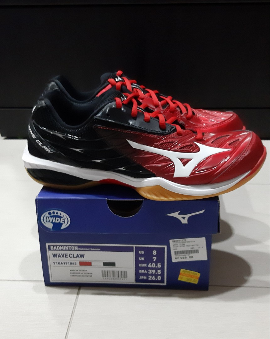 Mizuno Wave Claw Badminton Shoes Red Colour, Sports Equipment, Sports ...