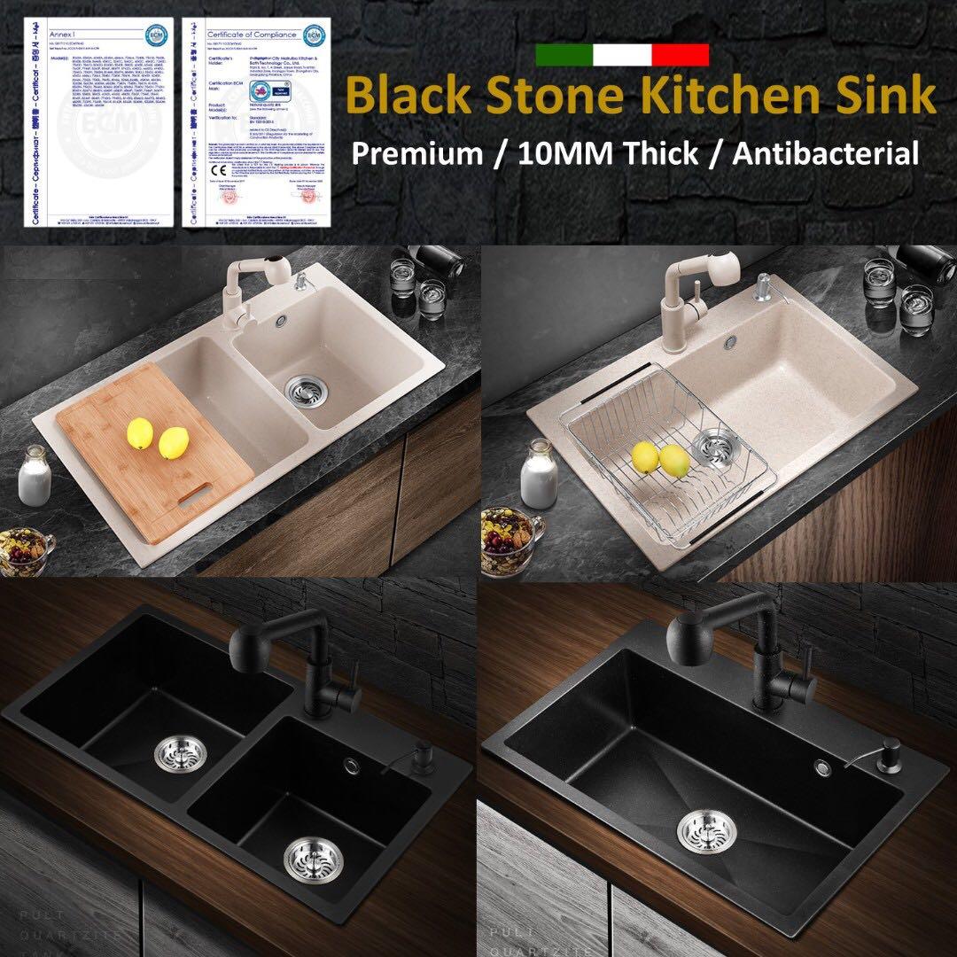 Premium Italian Stone Sink Black Kitchen Sink NEW Oatmeal