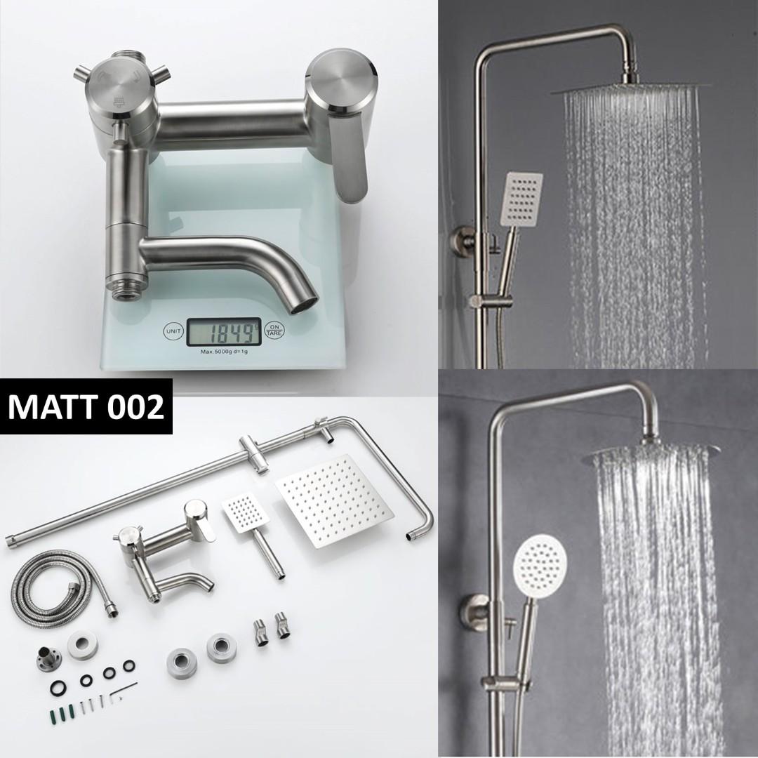 Premium Matt 304 Stainless Steel Rain Shower Set, Furniture & Home Living, Bathroom & Kitchen