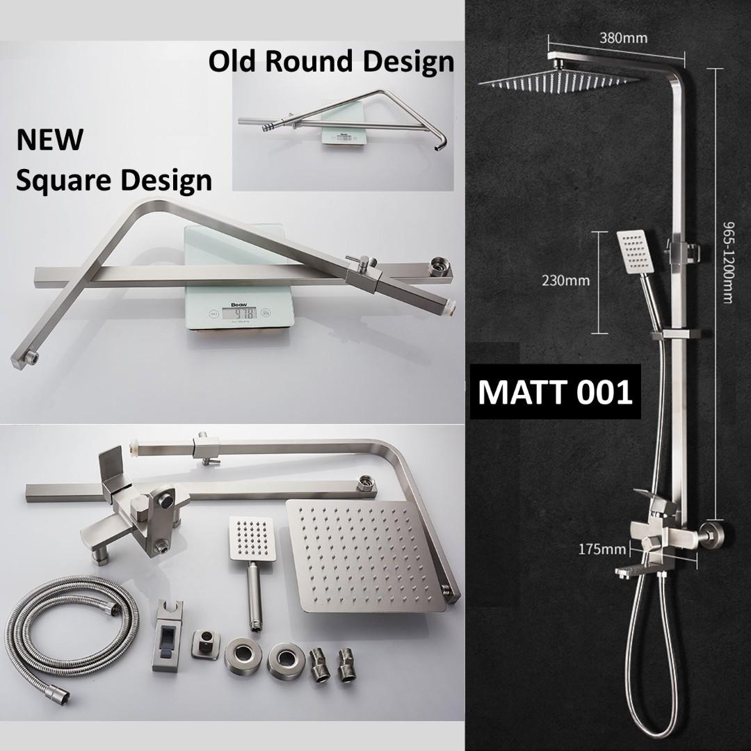 Premium Matt 304 Stainless Steel Rain Shower Set, Furniture & Home Living, Bathroom & Kitchen