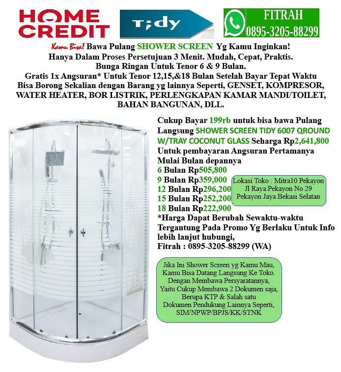 SHOWER SCREEN TIDY 6007 QROUND W/TRAY COCONUT GLASS Cicilan tanpa kartu