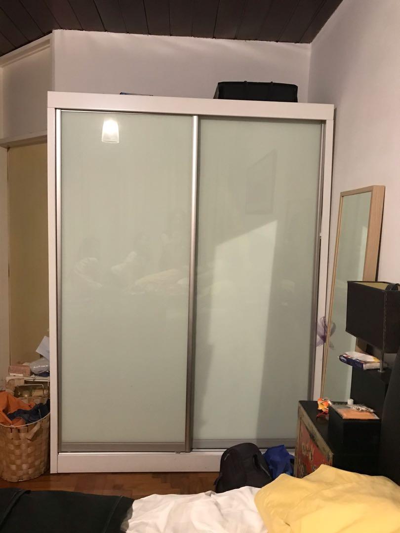 Super Cheap White 2 Door Sliding Wardrobe For Sale Furniture Shelves Drawers On Carousell