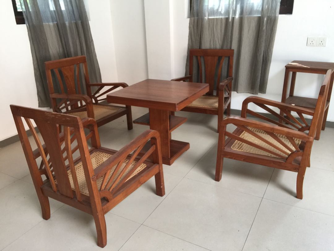 Vintage Burma Teak Wood Sofa Set, Furniture & Home Living, Furniture