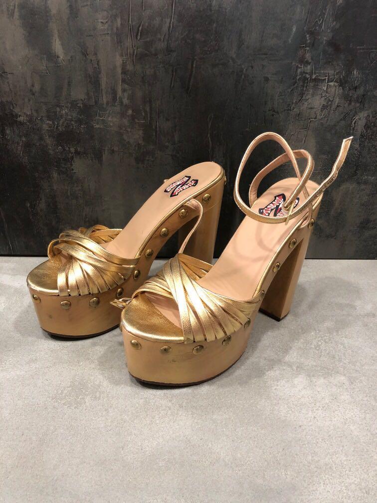 Tommy Hilfiger x zendaya gold wedges heels strap PT, Women's