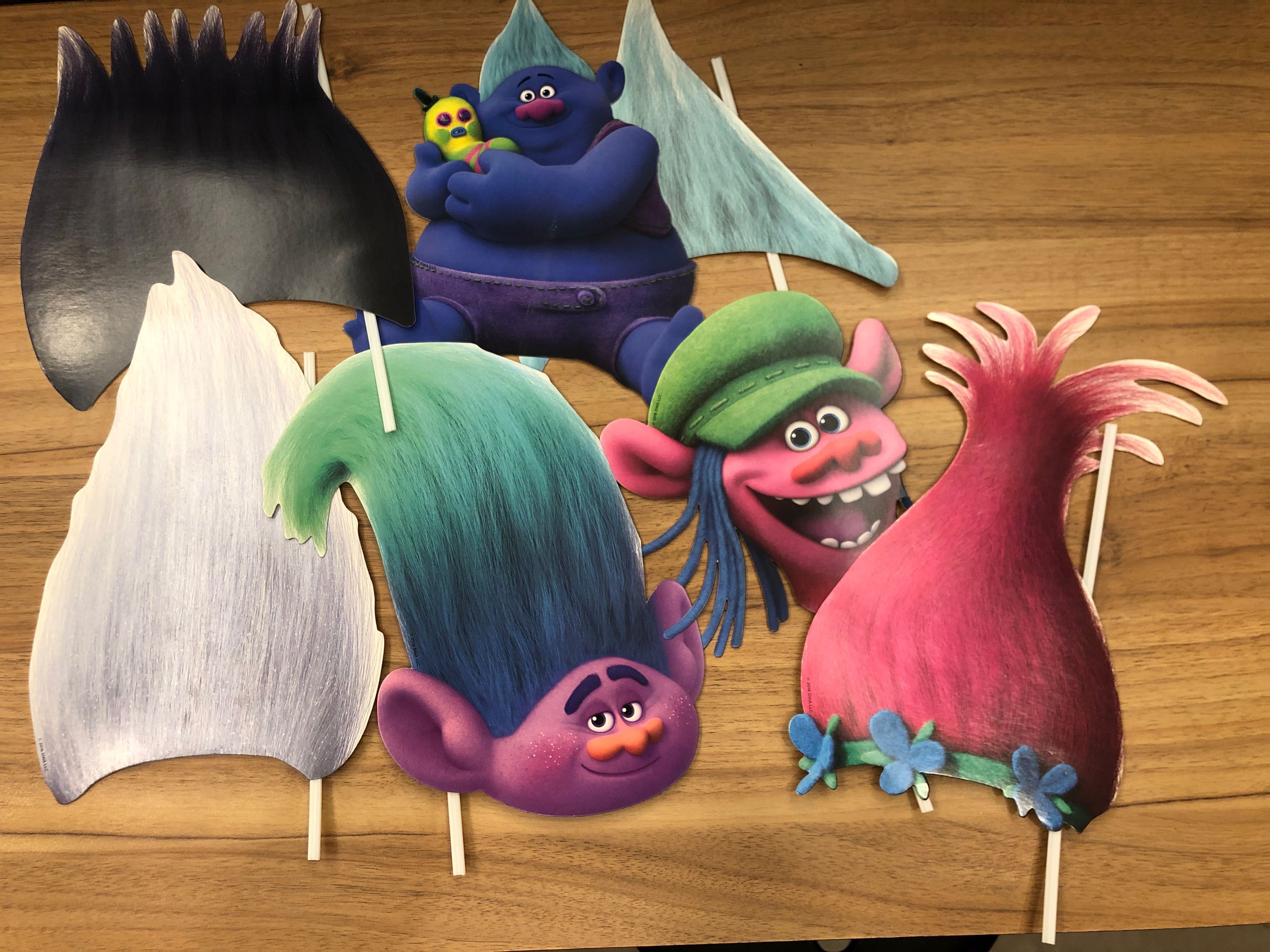 Trolls photo booth props, Hobbies &amp; Toys, Toys &amp; Games on Carousell