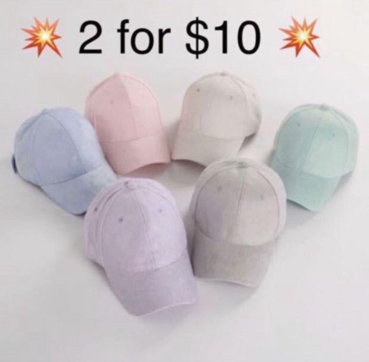 pastel colored baseball caps