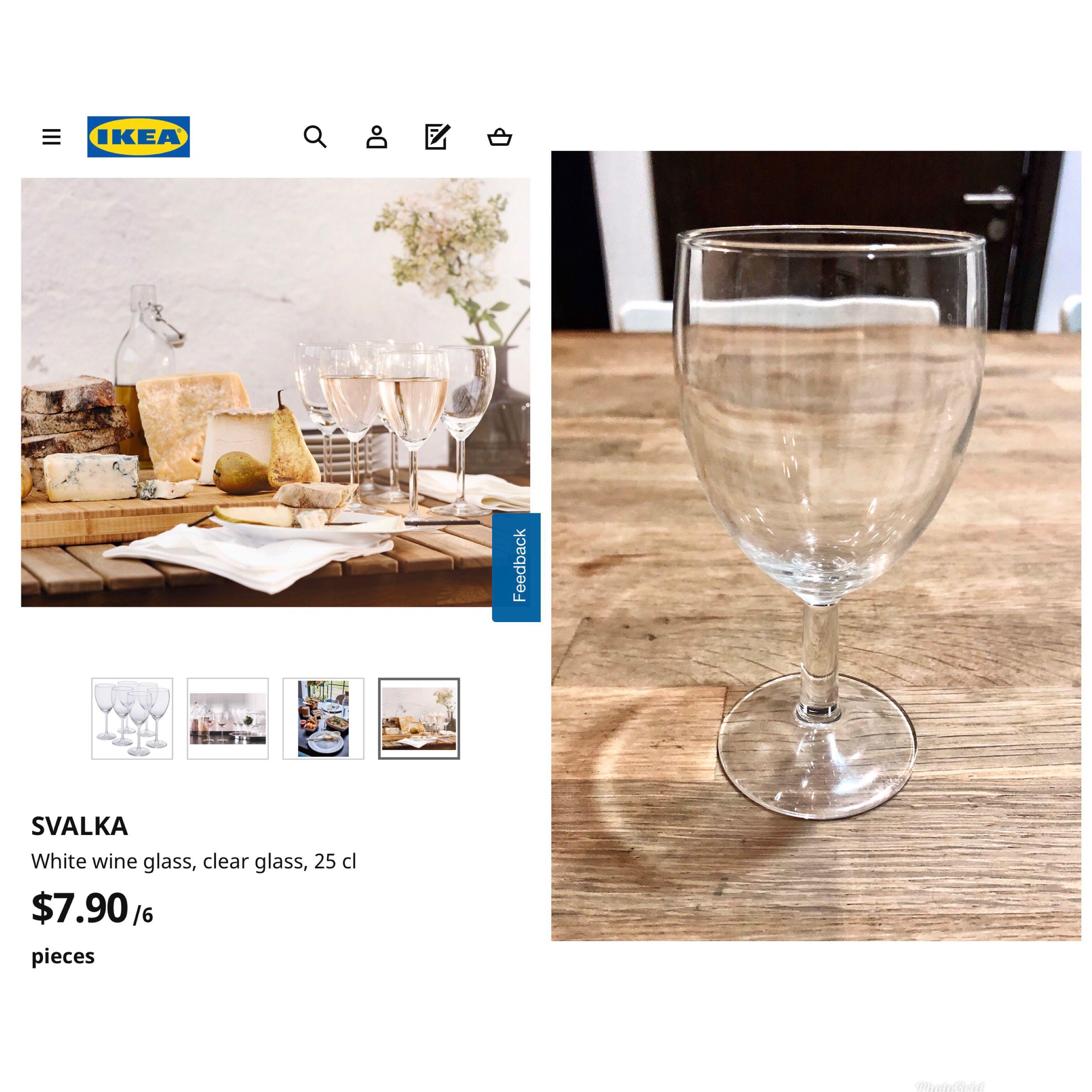 3 White Wine Glass IKEA SVALKA, Furniture & Home Living, Kitchenware