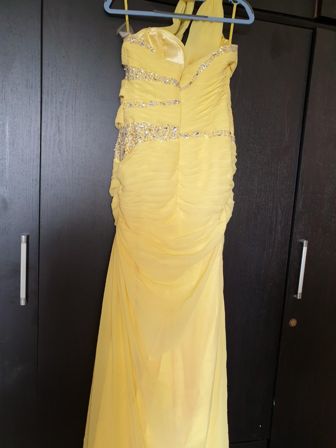 Yellow wedding gown, Women's Fashion, Dresses & Sets, Evening dresses