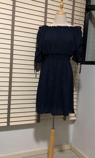 Dark Blue Off Shoulder Short Dress