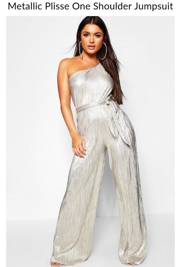 Boohoo gold jumpsuit clearance