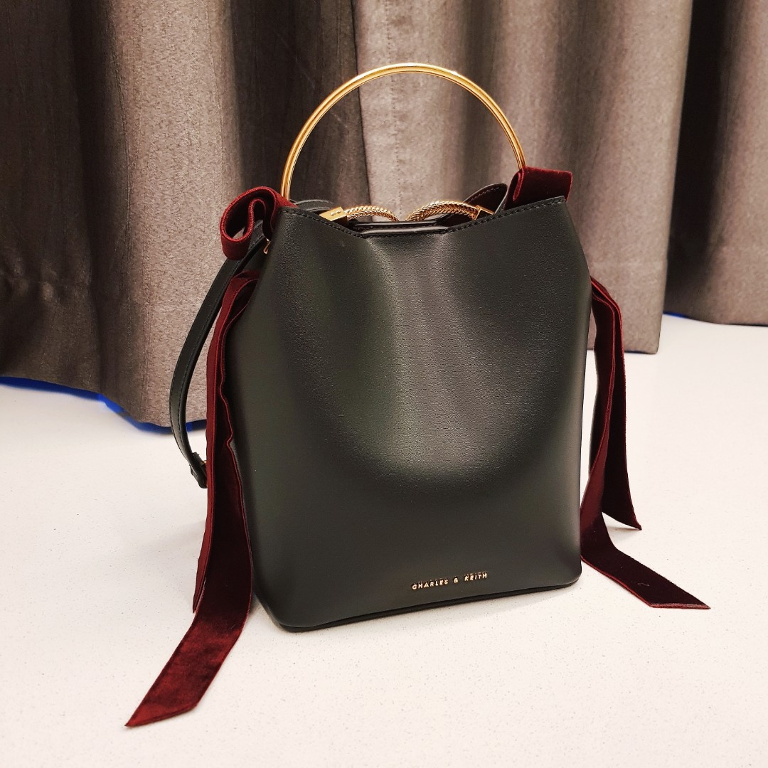 C K Velvet Bow Bucket Bag Luxury Bags Wallets on Carousell